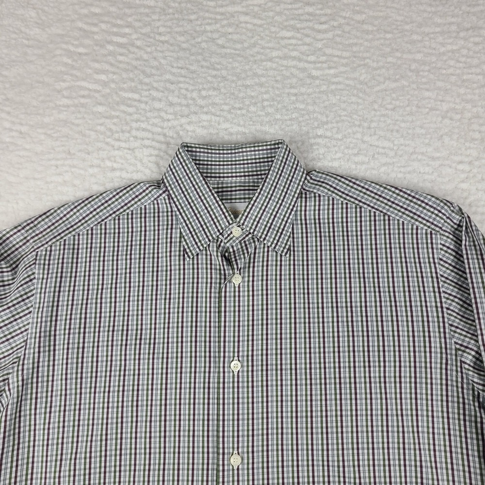 Brioni Dress‎ Shirt Mens Medium Multi Color Plaid Check 100% Cotton Button Up - Picture 2 of 13